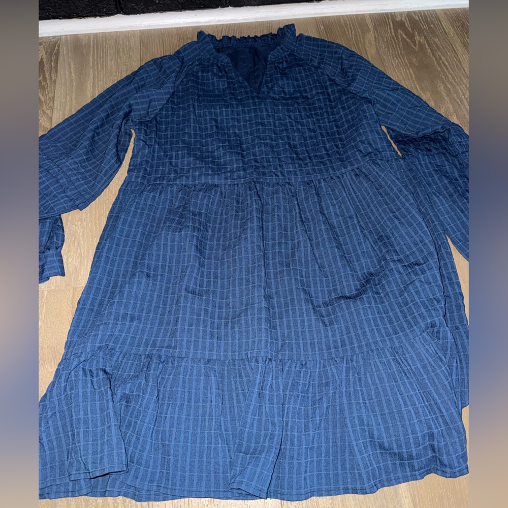 Cupshe Women's Blue Plaid Button Down Dress